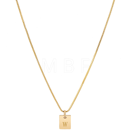 1Pc Stainless Steel Letter Rectangle Pendant Necklaces NJEW-LP0001-34W-G-1
