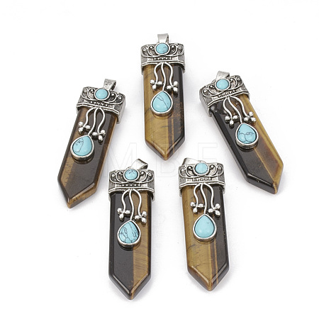 Natural Tiger Eye Pendants X-G-S292-05A-1