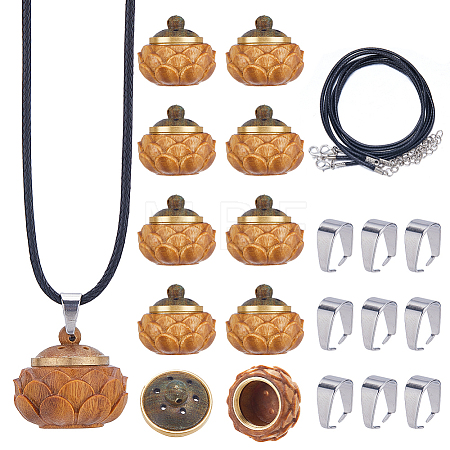 DIY Locket Necklace Making Kit WOOD-SC0001-58A-1