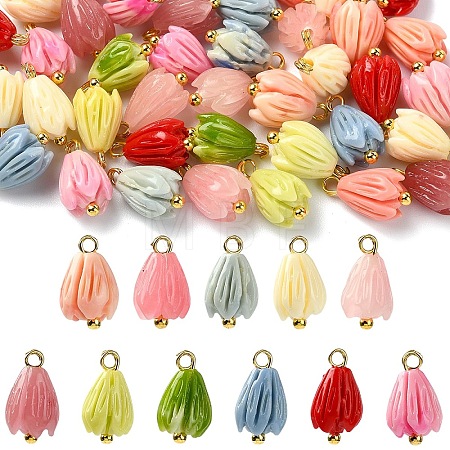 48Pcs 8 Colors Opaque Resin Charms PALLOY-YW00209-1
