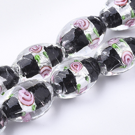 Handmade Silver Foil Glass Lampwork Beads X-LAMP-Q030-02A-1