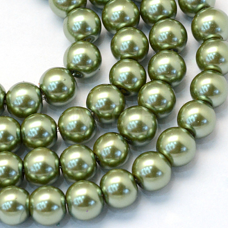 Baking Paint Pearlized Glass Pearl Round Bead Strands X-HY-Q003-6mm-49-1