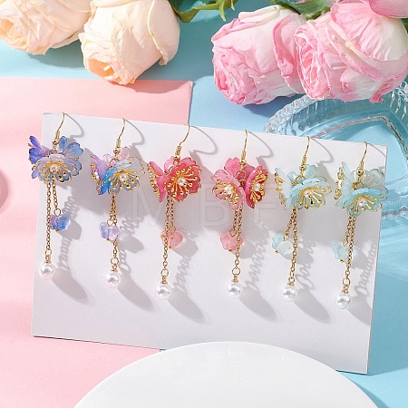 Flower Acrylic Dangle Earrings EJEW-JE06924-1
