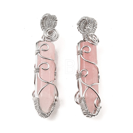 Natural Rose Quartz Pendants G-K338-28P-01-1