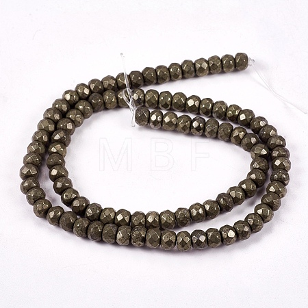Natural Pyrite Beads Strands G-L051-6x4mm-01-1