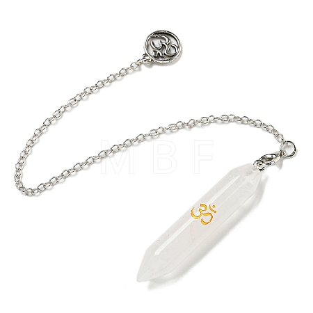 Bullet Natural Quartz Crystal Pointed Dowsing Pendulums AJEW-B106-01AS-07-1
