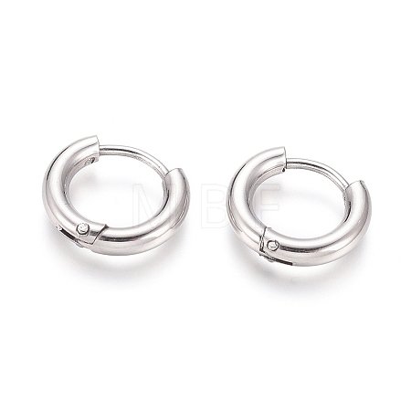 Tarnish Resistant 202 Stainless Steel Huggie Hoop Earrings A-EJEW-F111B-13mm-P-1