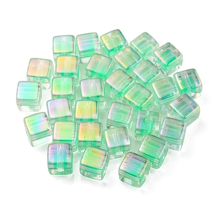 UV Plating Transparent Acrylic European Beads OACR-F004-10E-1