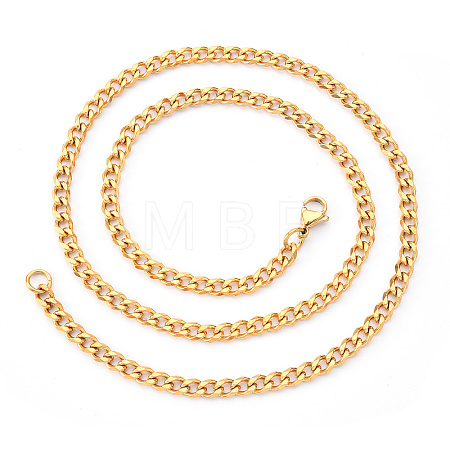Men's PVD Vacuum Plating 201 Stainless Steel Cuban Chain Necklace NJEW-R257-001B-G-1