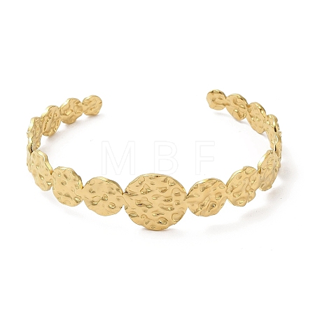 Ion Plating(IP) 304 Stainless Steel Round Open Cuff Bangles BJEW-L682-018G-1