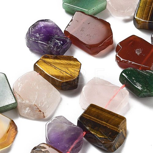Natural Amethyst & Quartz Crystal & Green Aventurine & Rose Quartz & Carnelian & Tiger Eye Beads Strands G-P528-K06-01-1