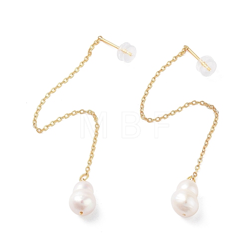 Natural Pearl Earrings for Women EJEW-E303-01G-1