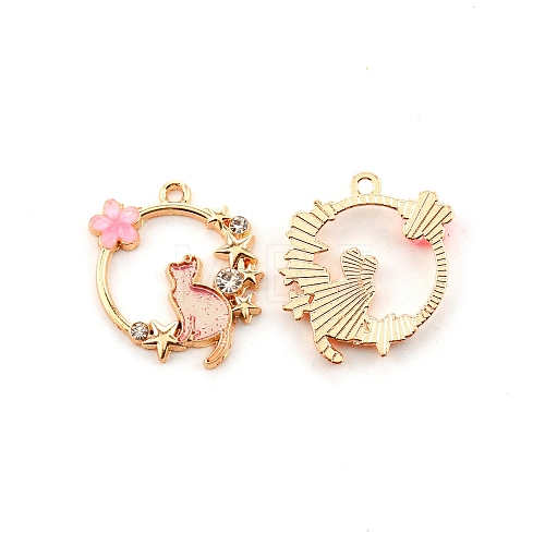 Light Gold Alloy Enamel Pendants FIND-WH0110-002-1