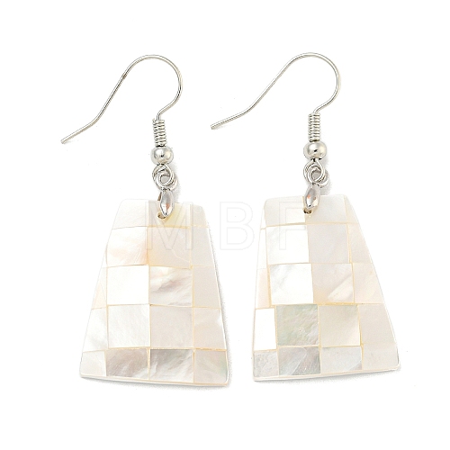 Rack Plating Brass Natural White Shell Dangle Earrings EJEW-N055-52F-1