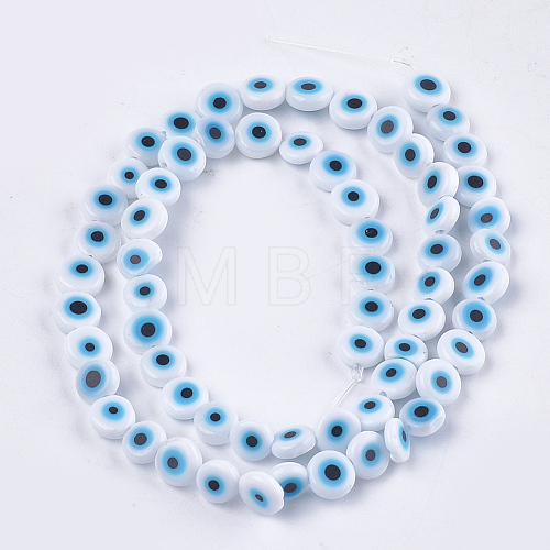 Handmade Evil Eye Lampwork Beads Strands X-LAMP-S191-02A-08-1