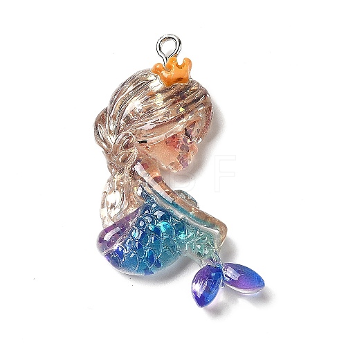 Ocean Theme Transparent Resin Pendants RESI-P029-07P-D-1