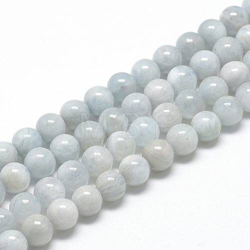 Natural Aquamarine Beads Strands G-R446-8mm-04-1