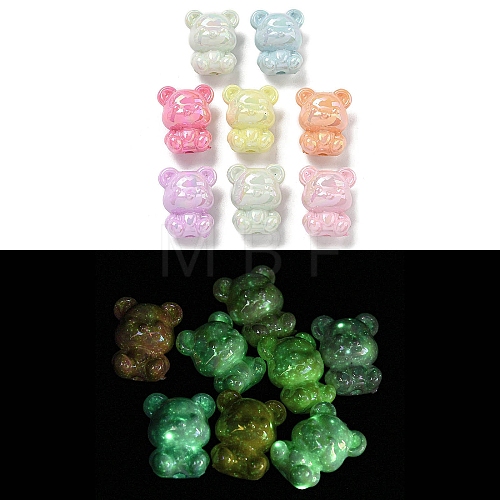 Luminous UV Plating Rainbow Iridescent Opaque Acrylic Beads OACR-E041-20-1