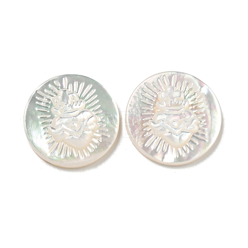 Carved Natural White Shell Cabochons SSHEL-N038-06B-08-1