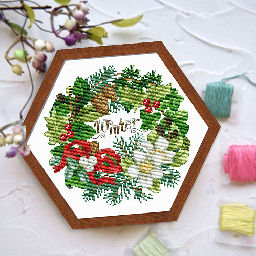 Winter Theme Flower Pattern Cross-stitch Beginner Kits PW-WG32524-03-1