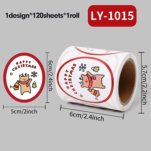 120 Round Paper Christmas Cartoon Sticker Rolls DIY-M070-09D-1