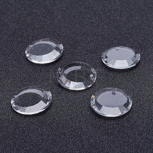 Flat Round Faceted K9 Glass Pendants EGLA-P026-J-02-1