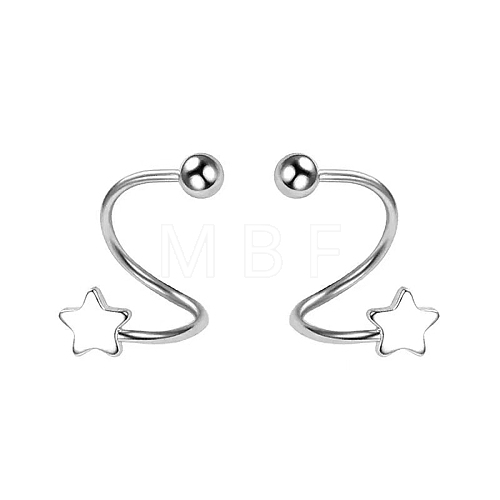 S925 Silver S-shaped Earrings Cuff Earrings AV9909-2-1