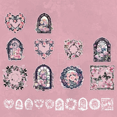 20Pcs 10 Styles Lace Garden PET Sticker PW-WGA75DB-03-1