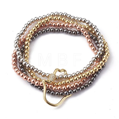 Brass Beads Stretch Bracelets BJEW-JB05952-02-1