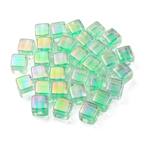 UV Plating Transparent Acrylic European Beads OACR-F004-10E-1