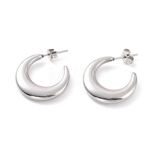304 Stainless Steel Crescent Moon Stud Earrings for Women EJEW-F280-05D-P-1
