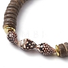 Natural Coconut Rondelle Beaded Stretch Bracelets BJEW-JB10250-01-3