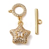 Brass Micro Pave Clear Cubic Zirconia Toggle Clasps KK-N254-81G-2