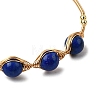 Natural Lapis Lazuli Wrapped Cuff Bangle BJEW-A122-07B-4