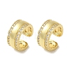 Rack Plating Brass Micro Pave Clear Cubic Zirconia Ring Cuff Earrings for Women EJEW-P280-06G-1