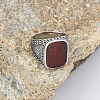 304 Stainless Steel with Natural Carnelian Finger Rings FS-WG67565-07-1