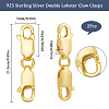 2Pcs 925 Sterling Silver Double Lobster Claw Clasps STER-SC0001-21G-2