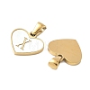 304 Stainless Steel Pave Natural White Shell Heart with Initial Slice Pendants STAS-R168-25G-X-2