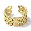 PVD Vacuum Plating 201 Stainless Steel Double Curb Chain Open Cuff Rings for Women RJEW-C092-02G-2