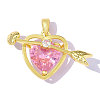 Brass Pave Pink Cubic Zirconia Pendants CU-OY001-63G-1