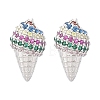 Brass Micro Pave Cubic Zirconia Stud Earrings EJEW-Q015-16P-4