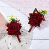 daSilk 2Pcs Rose Flower Silk Brooch with Plastic AJEW-CP0001-64-5
