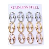 6 Pairs 304 Stainless Steel Stud Earrings EJEW-C180-01-4