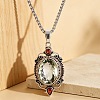 Alloy Glass Hollow Oval Pendant Necklaces for Women WG278AD-01-2