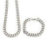 304 Stainless Steel Cuban Link Chain Bracelets & Necklaces Jewelry Sets SJEW-B019-03D-P-3