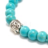Round Synthetic Turquoise & Natural Lava Rock Stretch Bracelet BJEW-JB07470-01-4