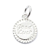 925 Sterling Silver Flat Round with Word Good Luck Charms STER-M119-04S-1