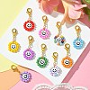 Flat Round with Smiling Face Glass Seed Pendant Decorations HJEW-MZ00093-2