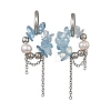 Natural Aquamarine Chips Drop Earrings EJEW-TA00817-03-3