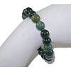 Natural Moss Agate Beaded Stretch Bracelets X-B072-5-1